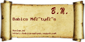 Babics Mátyás névjegykártya