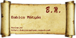 Babics Mátyás névjegykártya