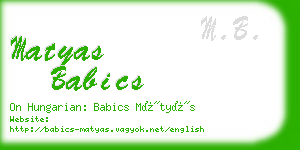 matyas babics business card